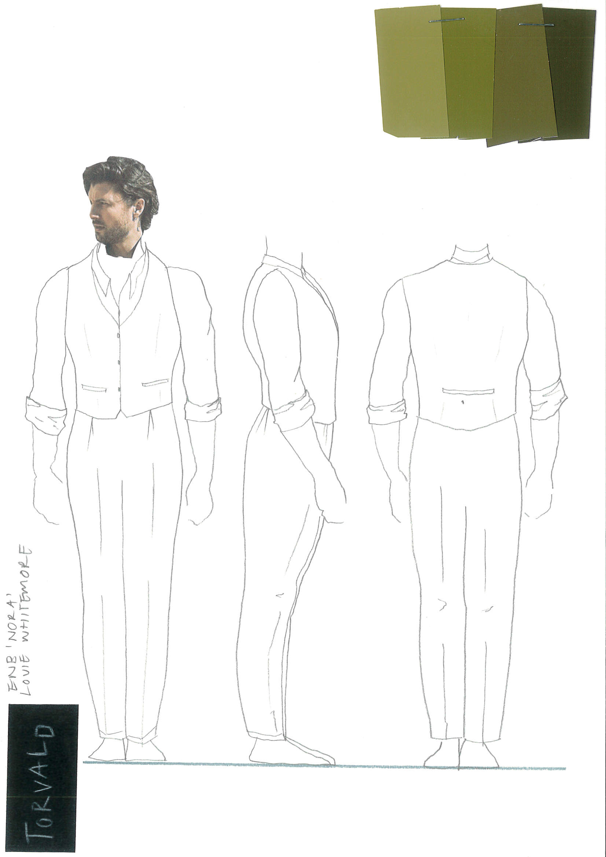 Costume sketch for the character of Torvald (c) Louie Whitemore
