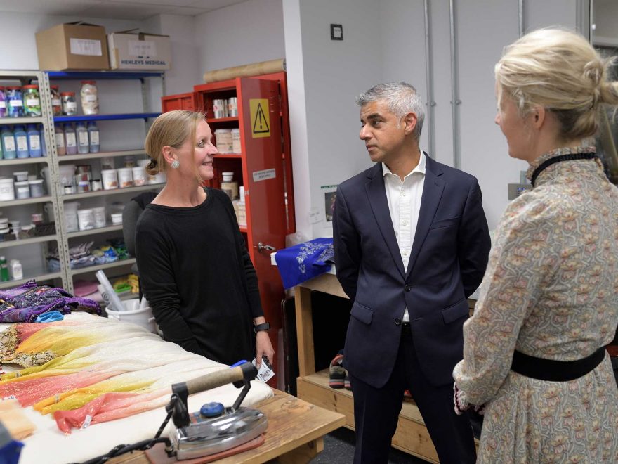 Mayor-of-London-Sadiq-Khan-meets-Dyer-Symone-Frost-with-Deputy-Mayor-Justine-Simons-at-English-National-Ballet's-new-building-(c)-Laurent-Liotardo