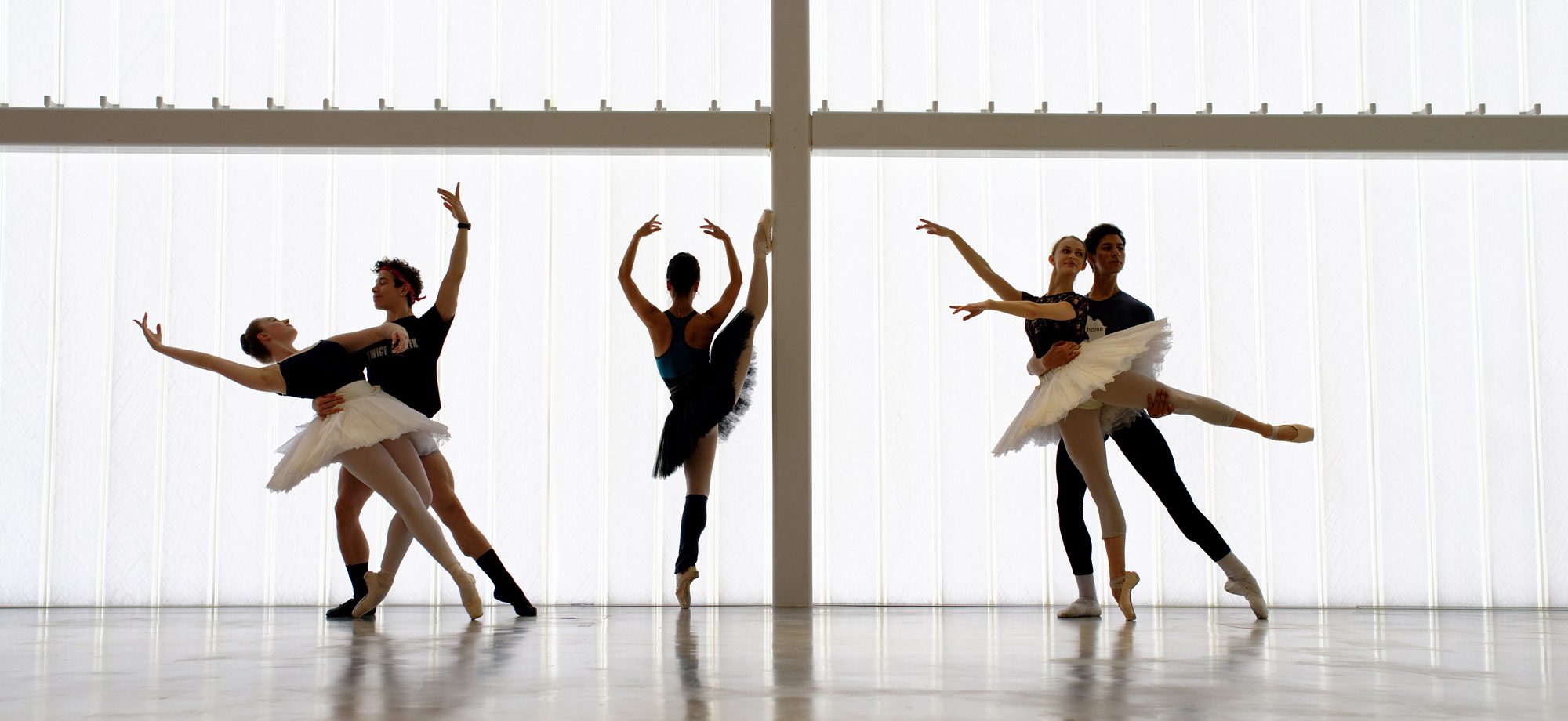 English National Ballet dancers at the company's headquarters on London City Island