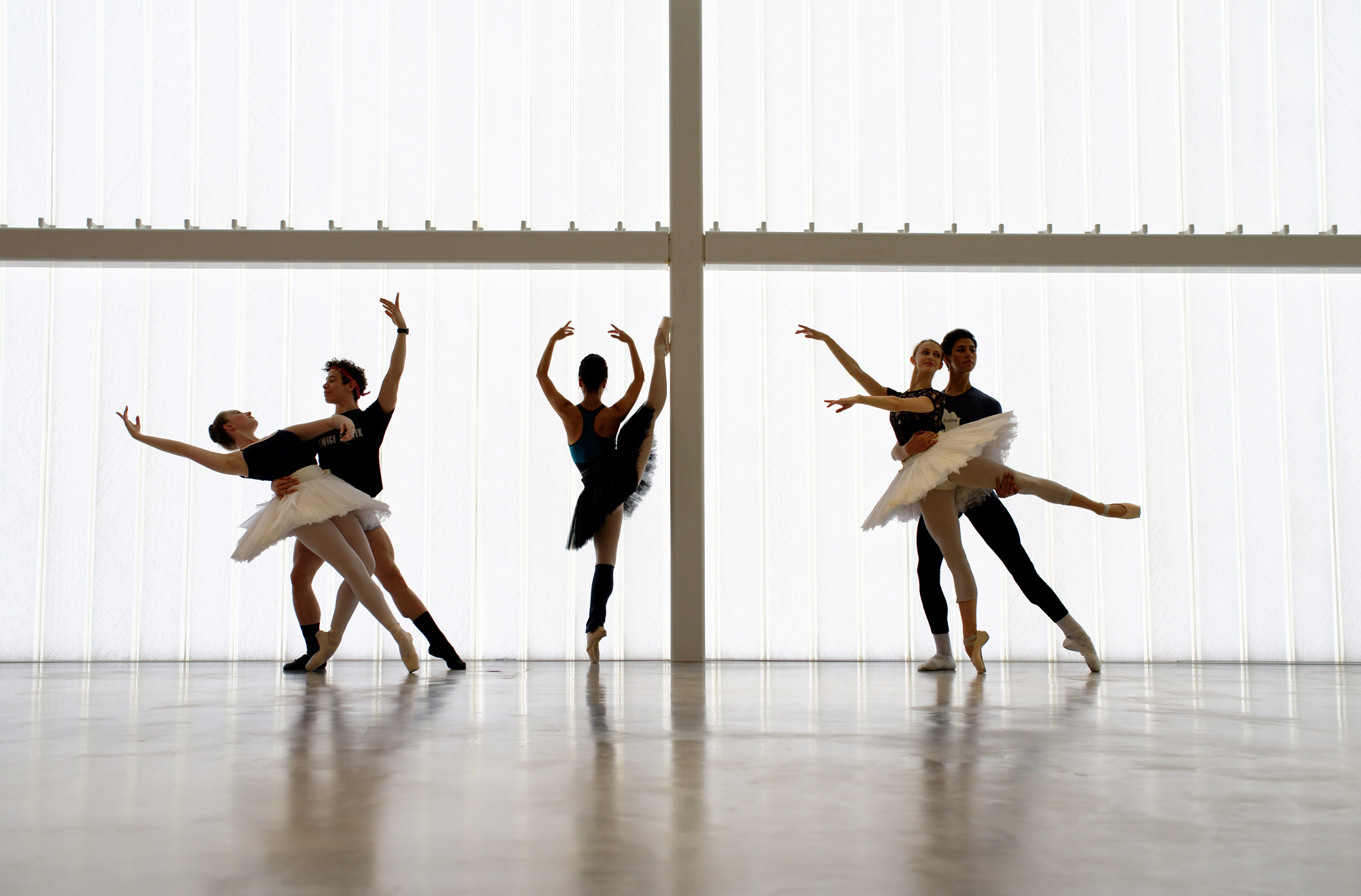 English National Ballet dancers at the company's headquarters on London City Island