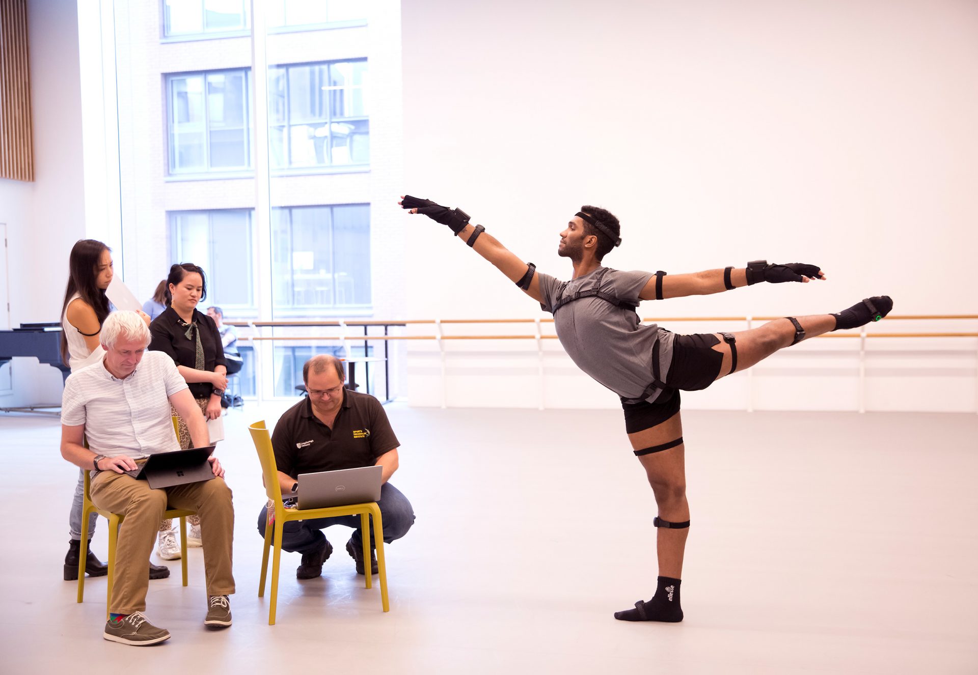 ENB dancer Junor Souza with the research team for The Kinesemiotic Body © Rachel Cherry