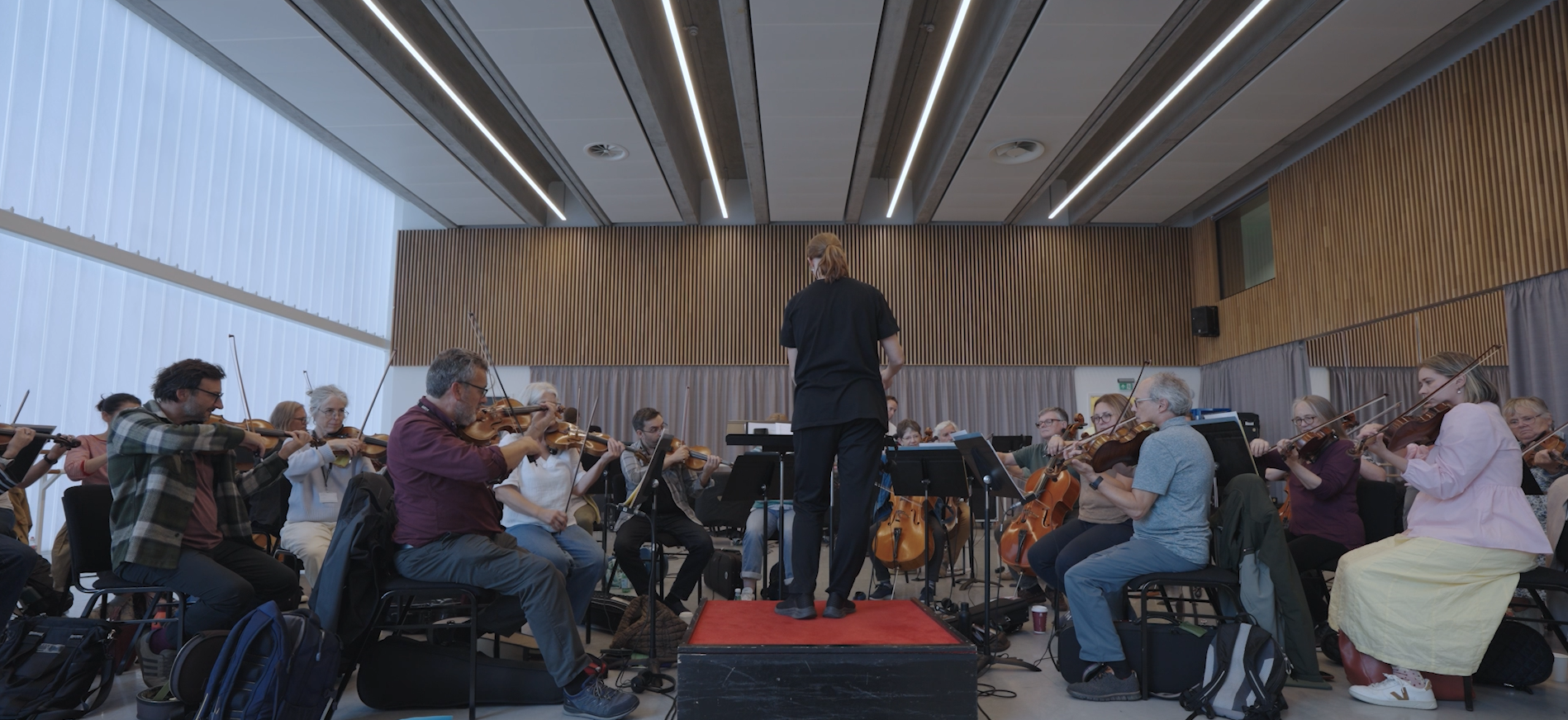 English National Ballet Philharmonic in a studio rehearsing